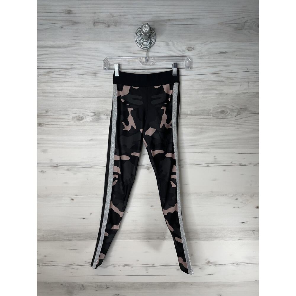 Ultracor Womens XS Black‎ Camo Leggings Gray Silver Side Stripe Yoga Athletic